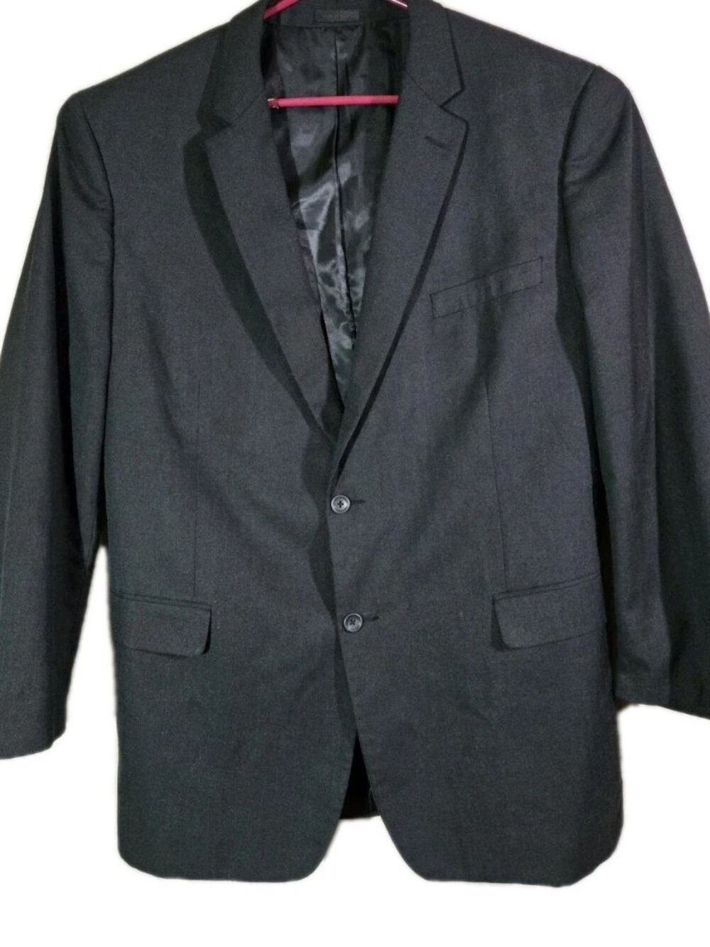 Andrew Fezza Black Polyester 2 Button Blazer Center Vent 4 Sleeve Buttons 50L